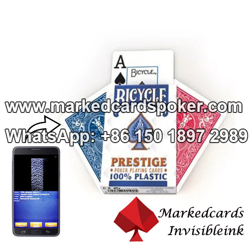 Plastico azul Bicycle Prestige codigo de barras marcada jugando barajas